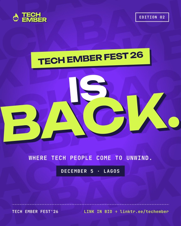 A Tech Ember Fest social poster exported to Figma as editable layers